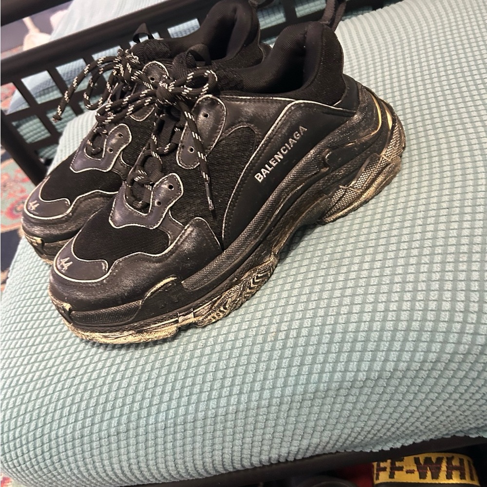 Balenciaga Black and Gold Chunky Sneakers